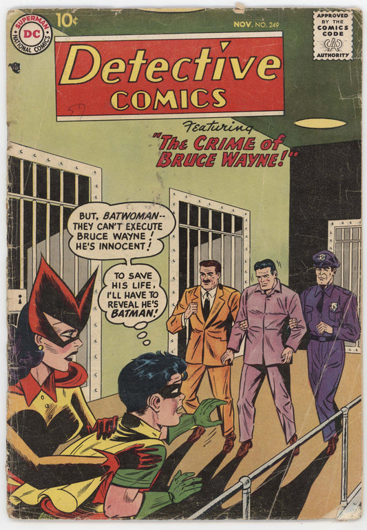 Batman Detective Comics 249 DC 1957 GD Sheldon Moldoff Batwoman Robin Execution Bruce Wayne