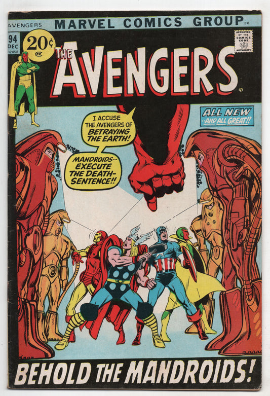 Avengers 94 Marvel 1971 FN VF Kree Skrull Captain America Iron Man Thor Neal Adams