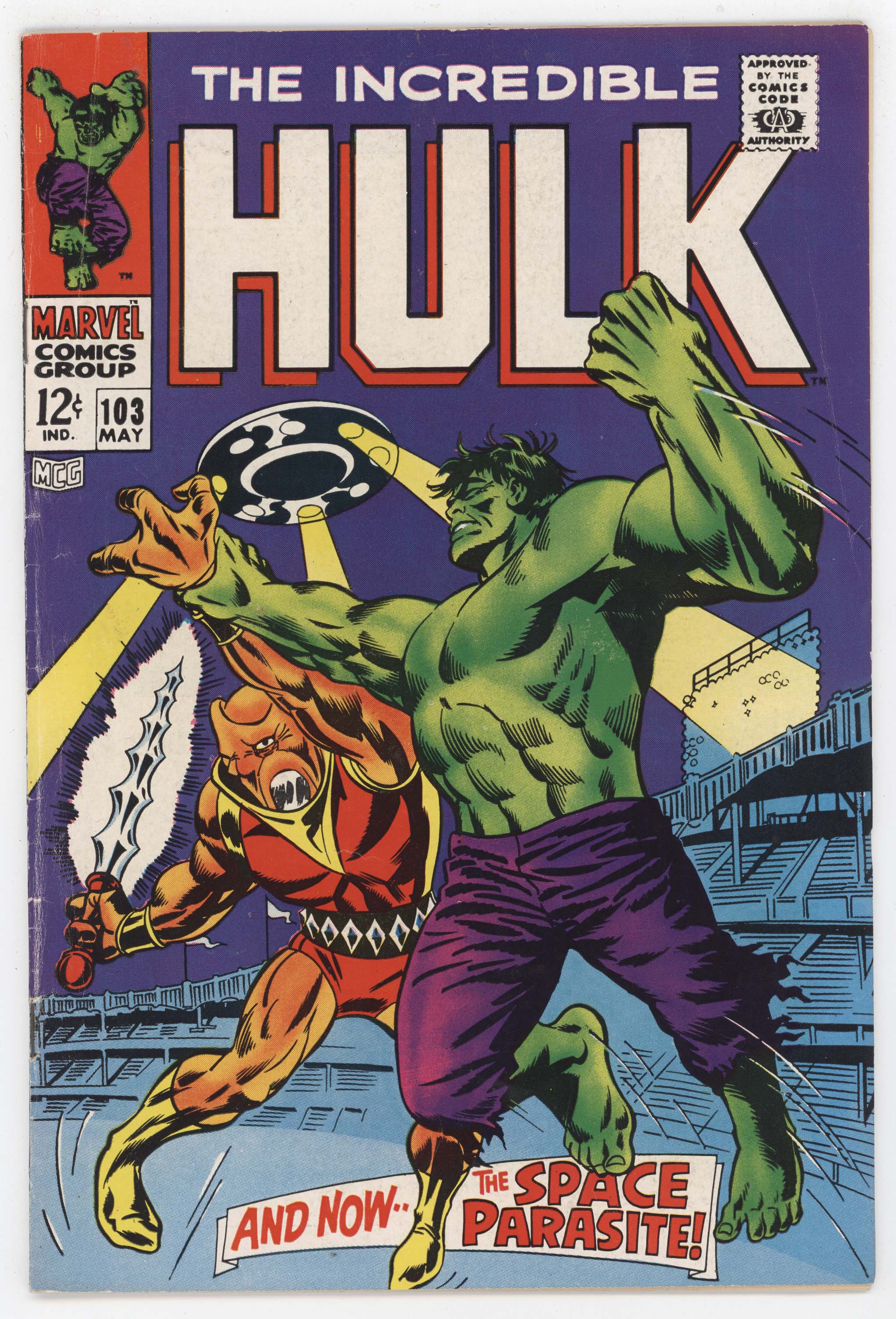 Incredible Hulk 103 Marvel 1968 FN Marie Severin 1st Space Parasite UFO ...