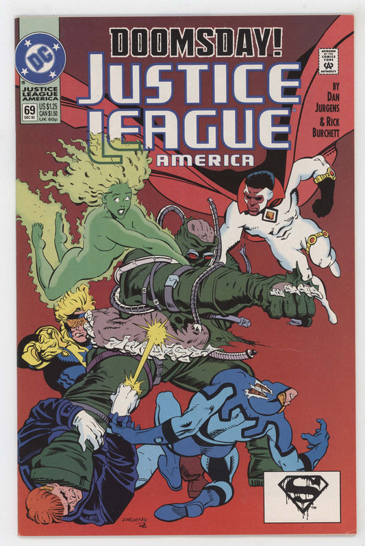 Justice League America 69 DC 1992 NM- 9.2 Doomsday Death Of Superman