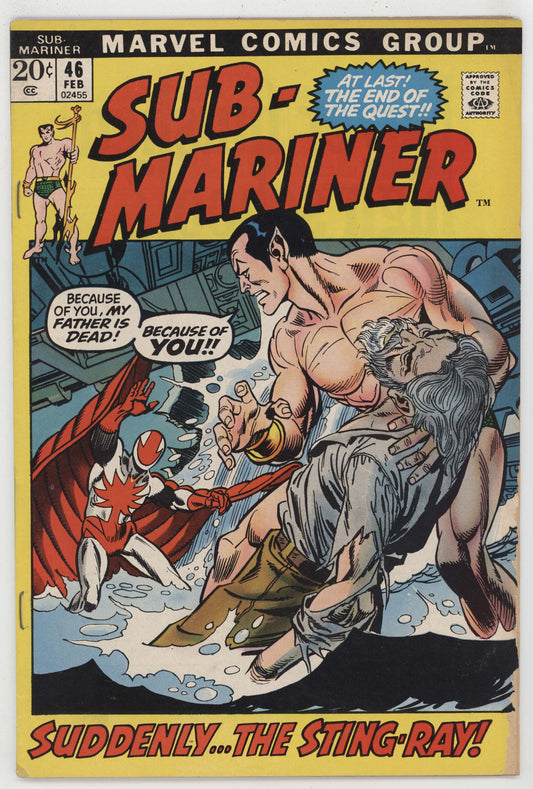 Sub-Mariner 46 Marvel 1972 VG Gil Kane Gerry Conway Namor Tiger Shark