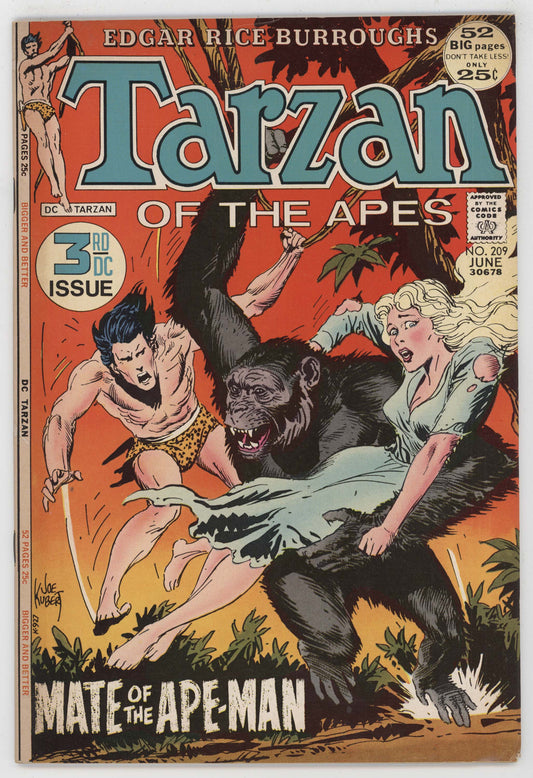 Tarzan Of The Apes 209 DC 1972 VF Joe Kubert John Carter Of Mars GGA