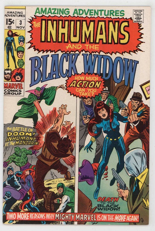 Amazing Adventures 3 Marvel 1970 VF Inhumans Black Widow Bolt John Buscema