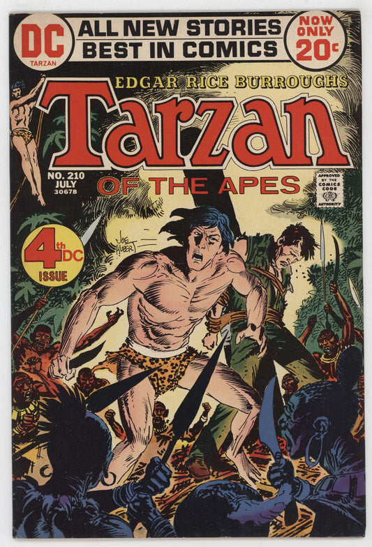 Tarzan Of The Apes 210 DC 1972 VF Joe Kubert John Carter Of Mars