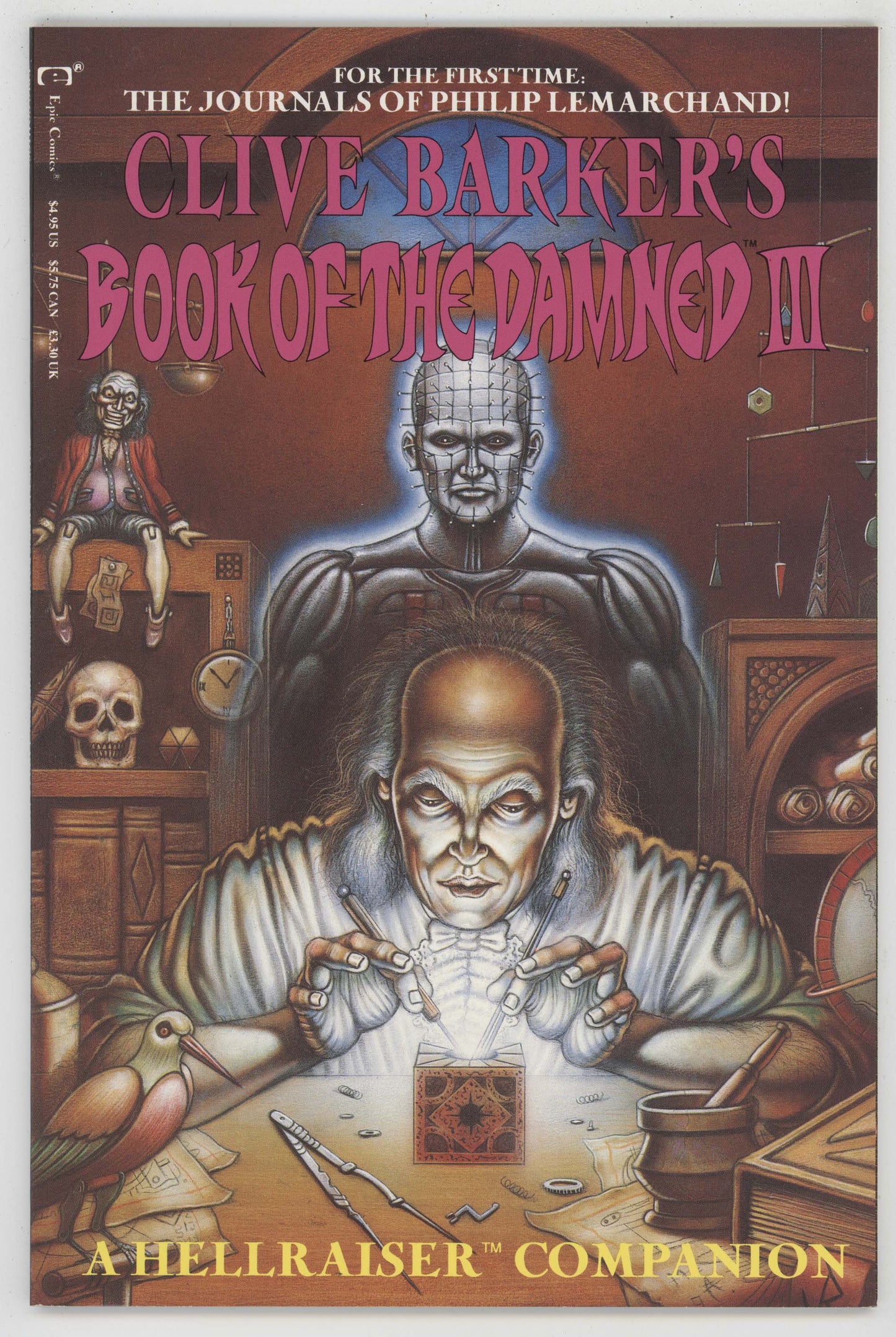 Book Of The Damned III 3 Marvel Epic 1992 NM Clive Barker Hellraiser Companion