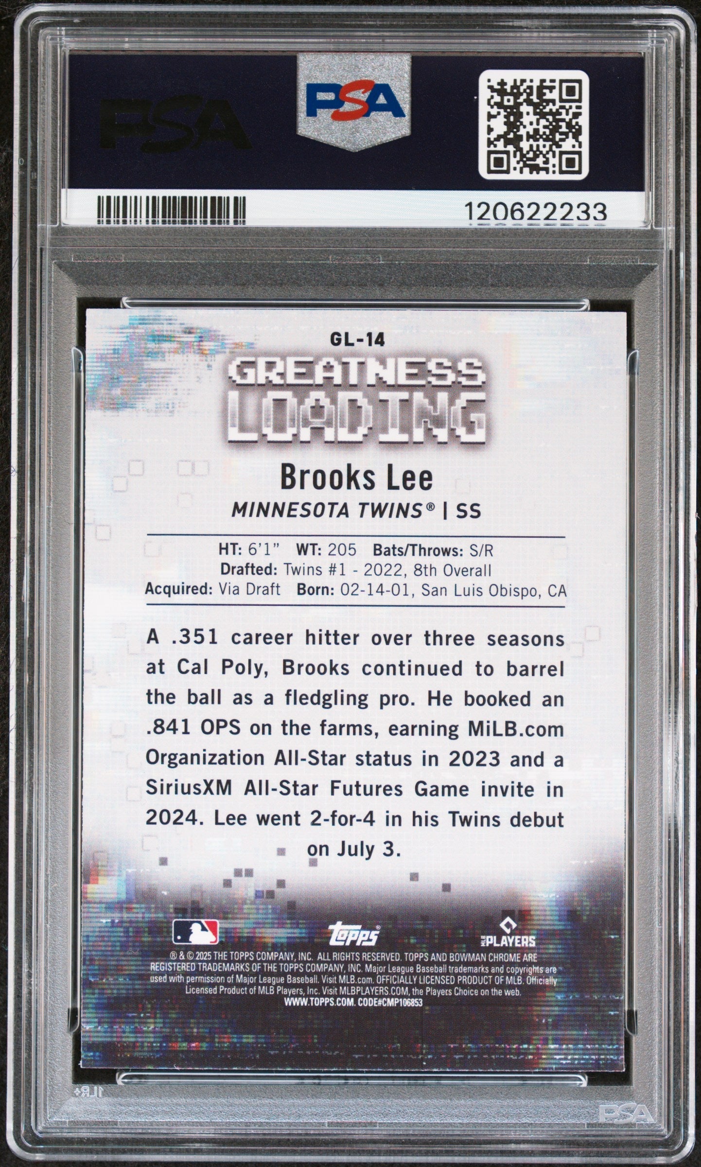 Graded 2025 Topps Bowman Brooks Lee #GL14 Greatness Loading Rookie RC Baseball Card PSA 10 Gem Mint - Golden Apple Comics