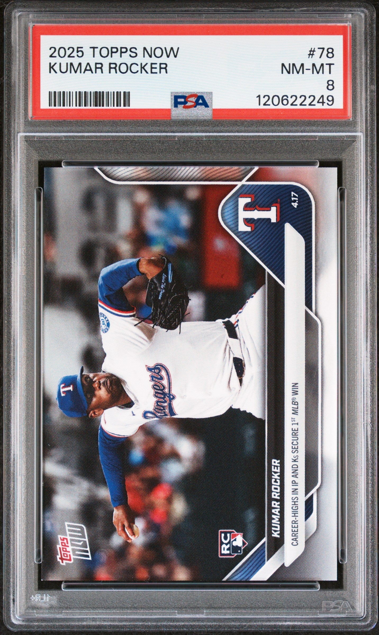 Graded 2025 Topps Now Kumar Rocker #78 Rookie RC Baseball Card PSA 8 Near Mint - Golden Apple Comics