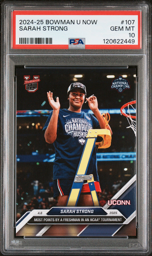 Graded 2024-25 Bowman U Now Sarah Strong #107 Rookie RC Basketball Card PSA 10 Gem Mint