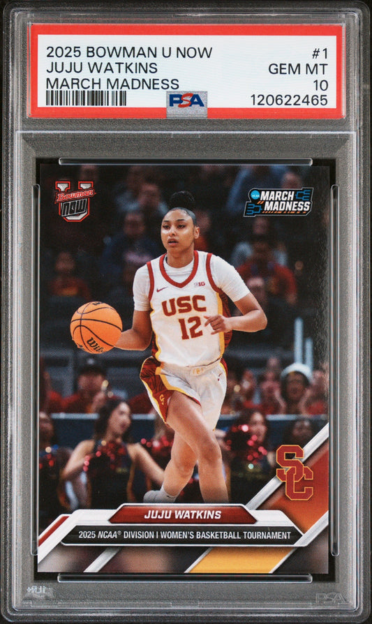 Graded 2025 Topps Bowman U Now JuJu Watkins #1 March Madness Rookie RC Basketball Card PSA 10 Gem Mint