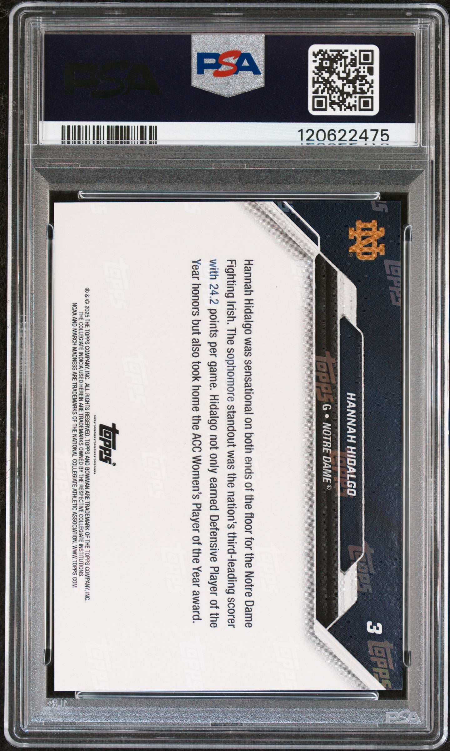 Graded 2025 Topps Bowman U Now Hannah Hidalgo #3 March Madness Rookie RC Basketball Card PSA 10 Gem Mint