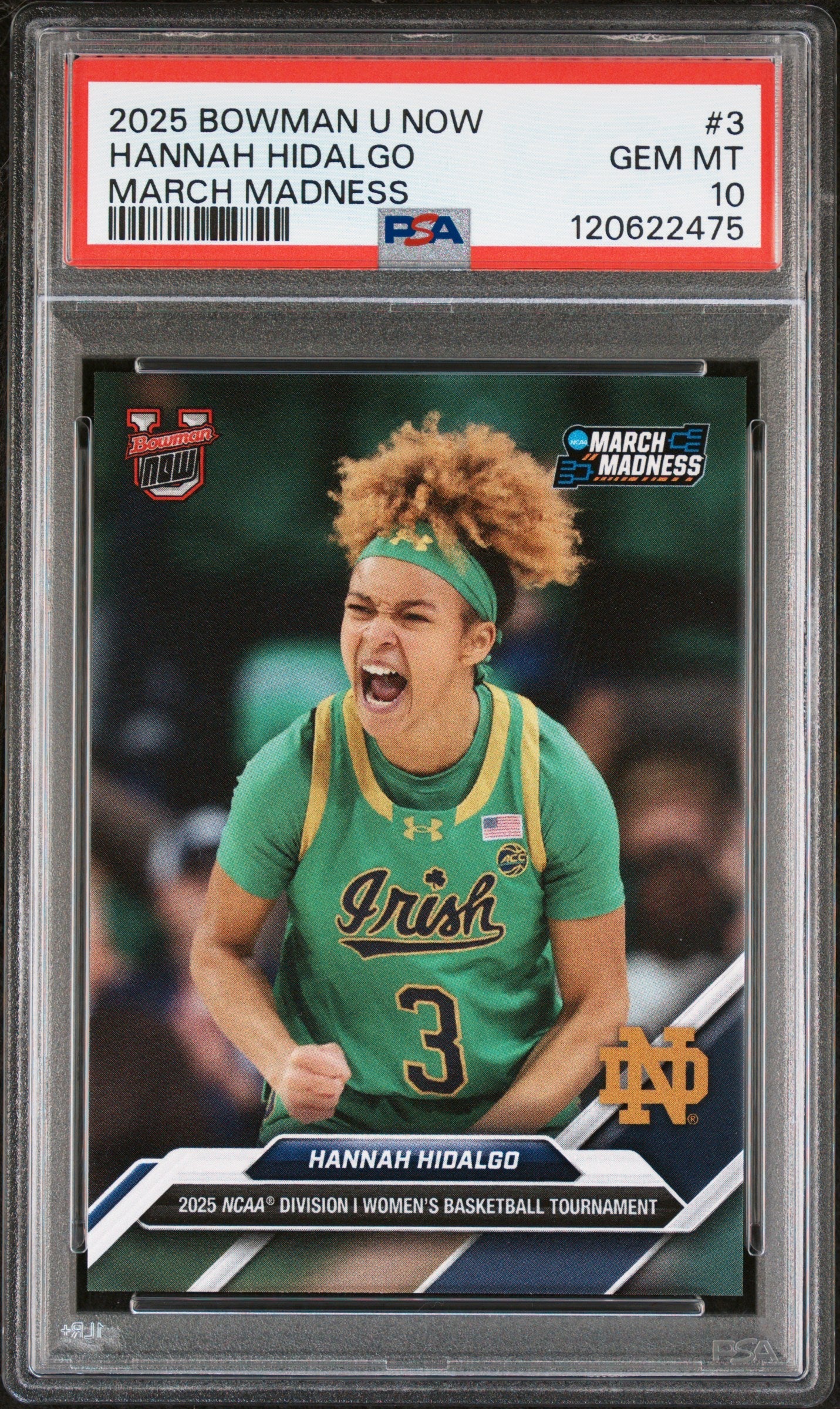Graded 2025 Topps Bowman U Now Hannah Hidalgo #3 March Madness Rookie RC Basketball Card PSA 10 Gem Mint