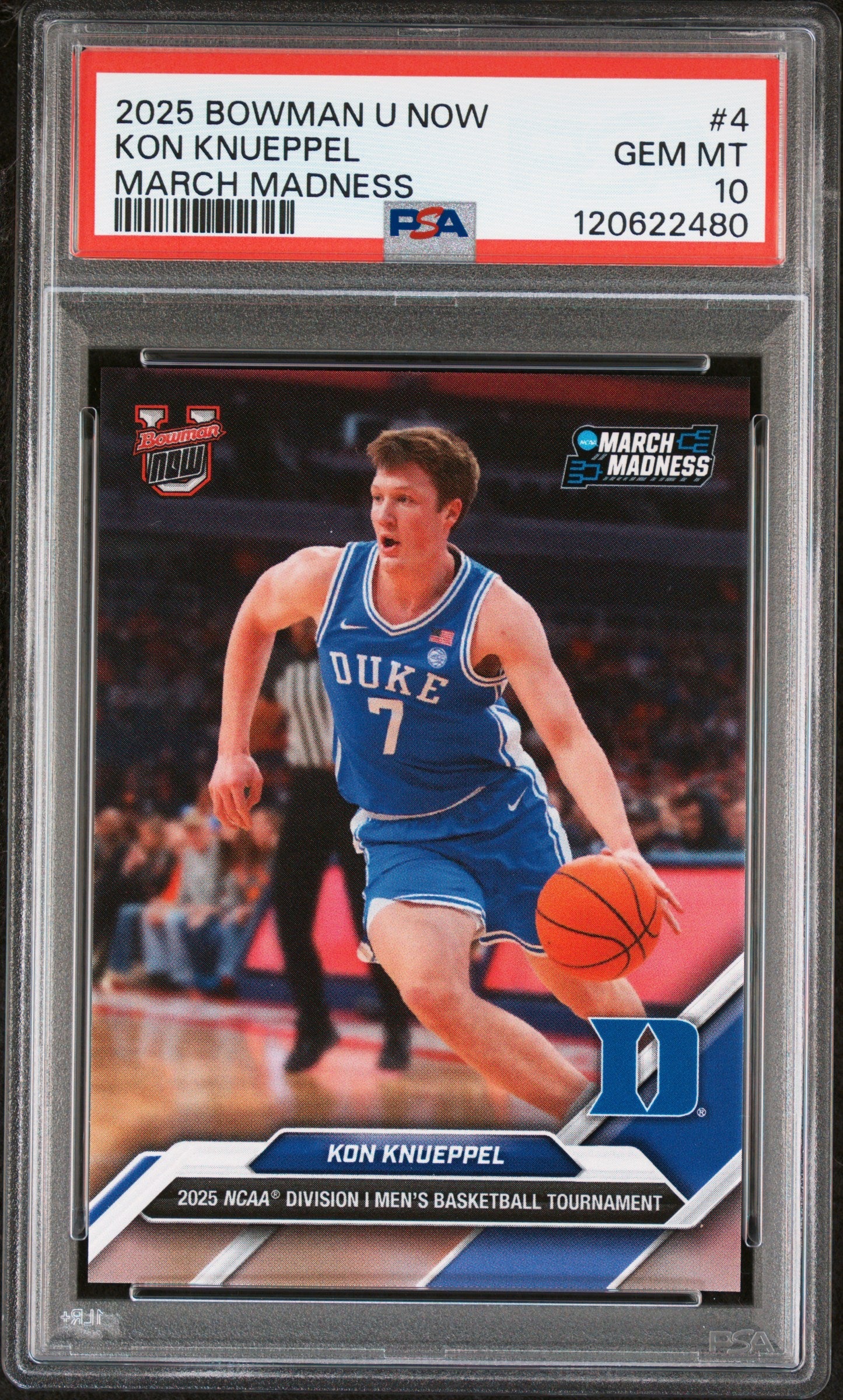 Graded 2025 Topps Bowman U Now Kon Knueppel #4 March Madness Rookie RC Basketball Card PSA 10 Gem Mint