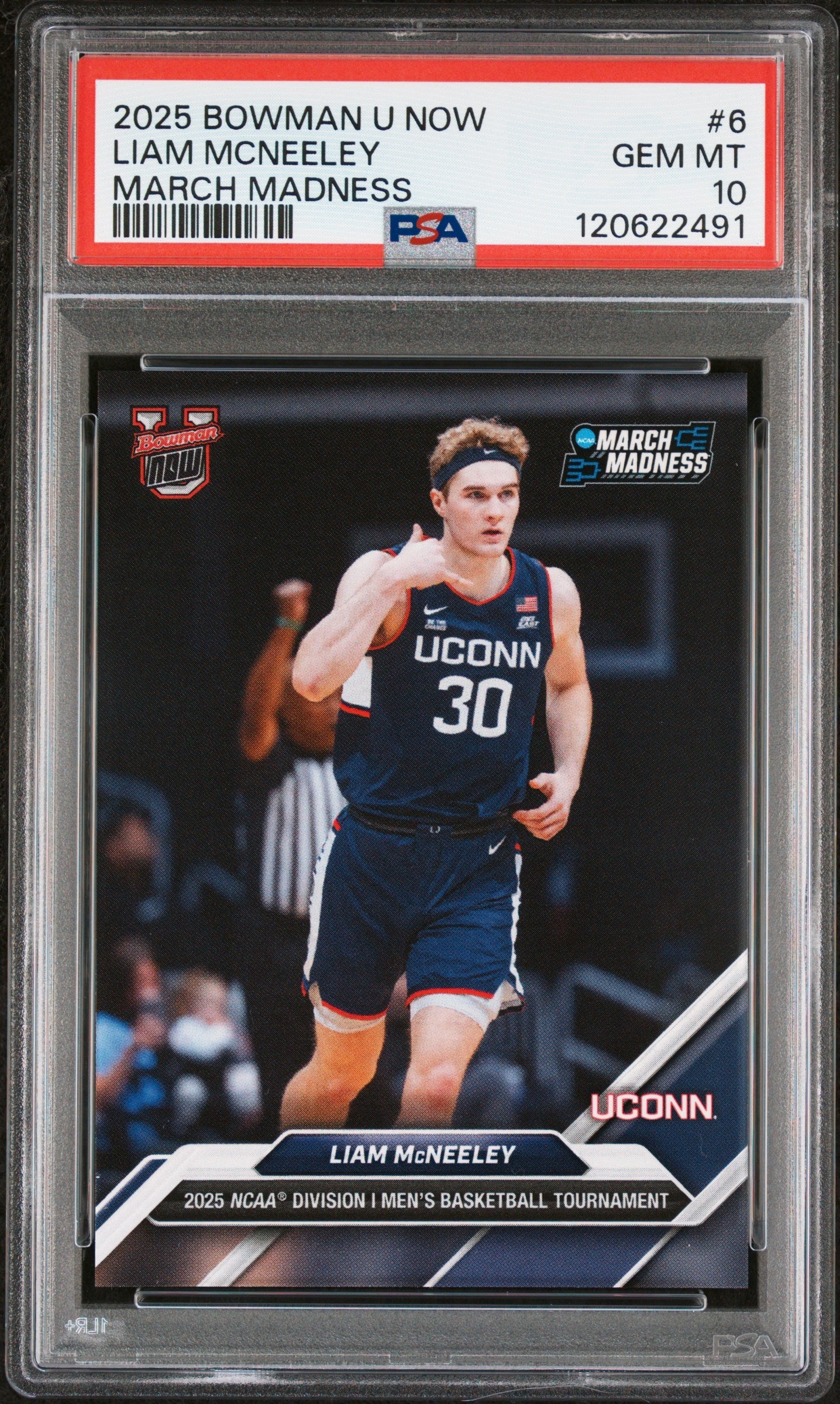 Graded 2025 Topps  Bowman U Now Liam McNeeley #6 March Madness Rookie RC Basketball Card PSA 10 Gem Mint