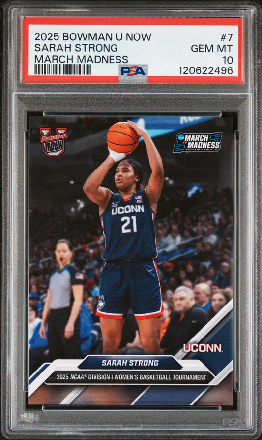 Graded 2025 Topps Bowman U Now March Madness Sarah Strong #7 Rookie RC Basketball Card PSA 10 Gem Mint