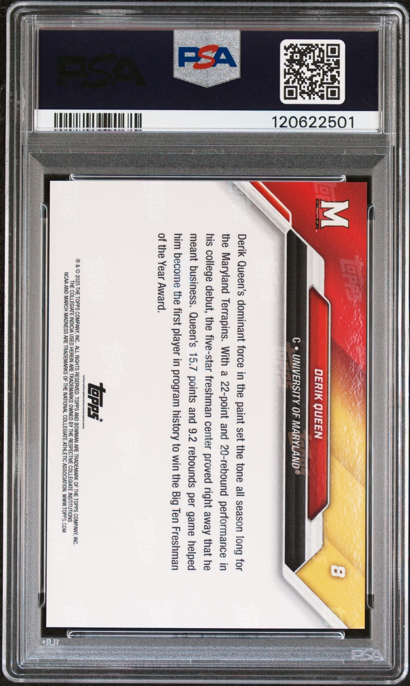 Graded 2025 Topps Bowman U Now Derik Queen #8 March Madness Rookie RC Basketball Card PSA 10 Gem Mint