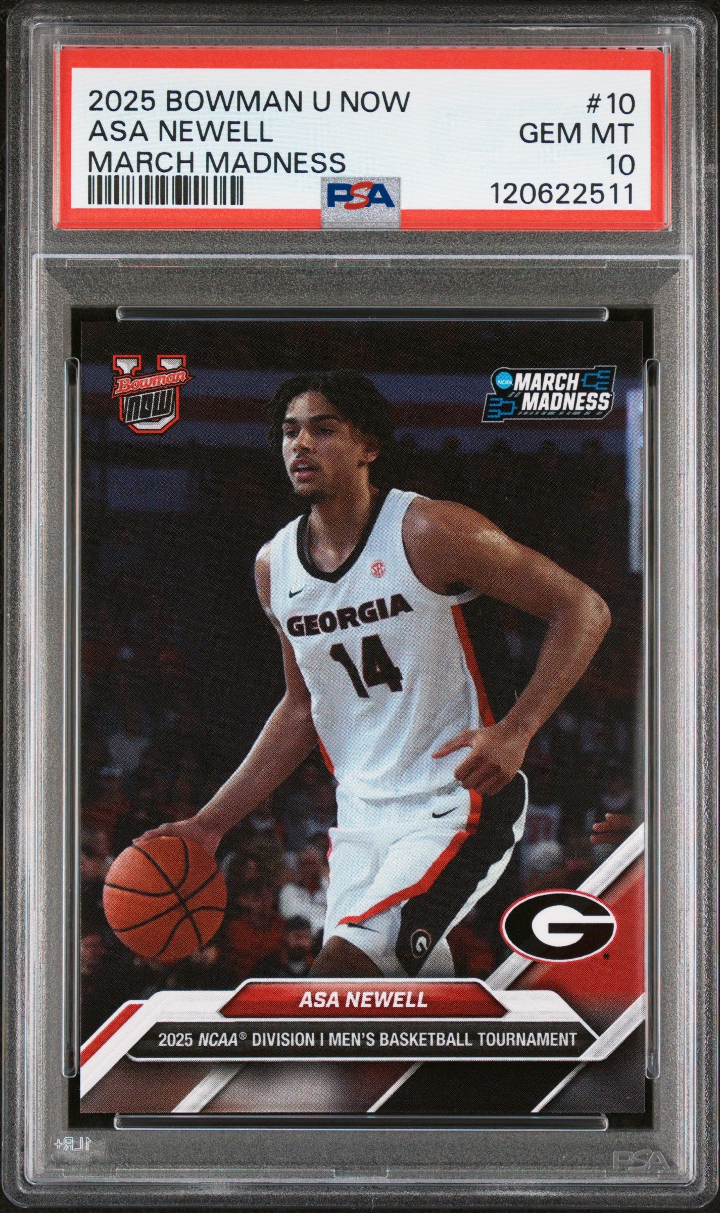 Graded 2025 Topps Bowman U Now Asa Newell #10 March Madness Rookie RC Basketball Card PSA 10 Gem Mint