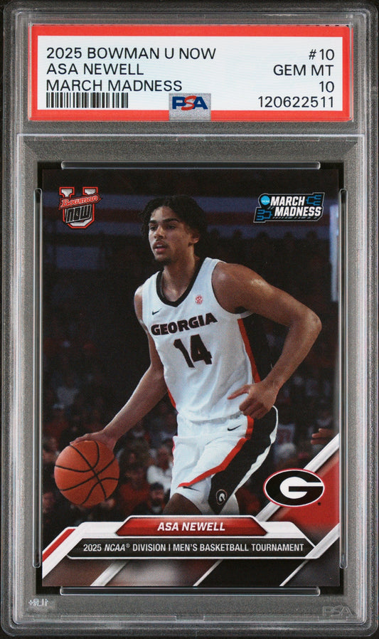 Graded 2025 Topps Bowman U Now Asa Newell #10 March Madness Rookie RC Basketball Card PSA 10 Gem Mint