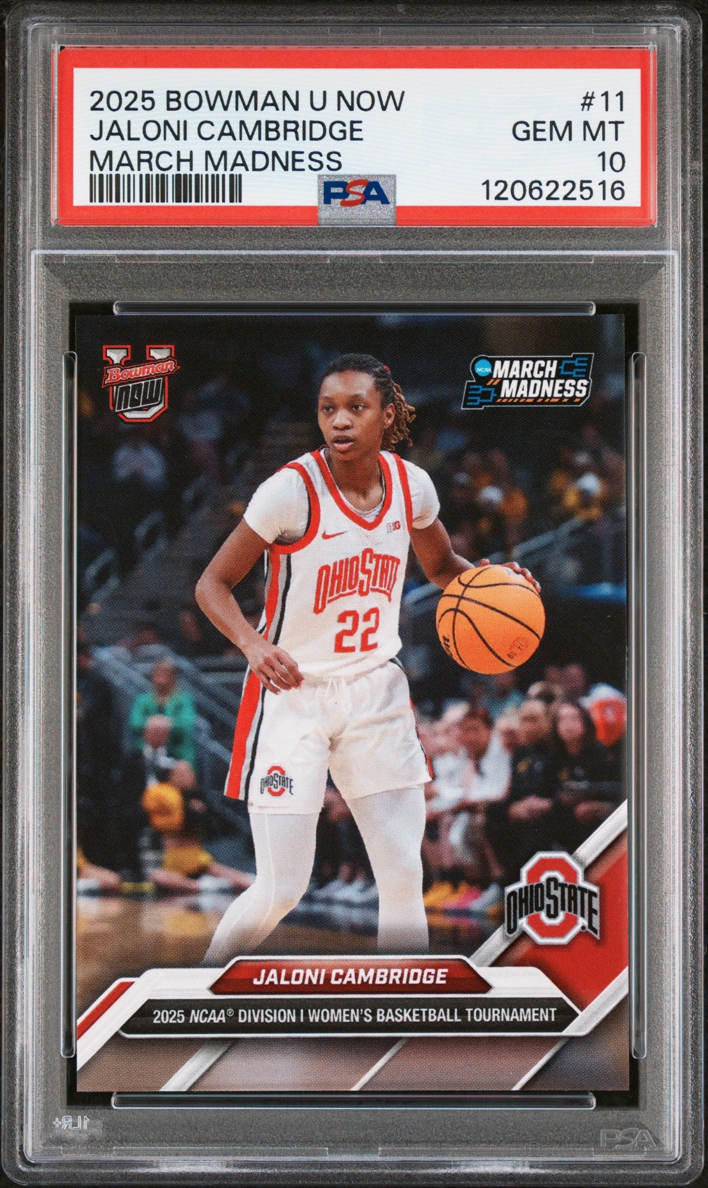 Graded 2025 Topps Bowman U Now Jaloni Cambridge #11 March Madness Rookie RC Basketball Card PSA 10 Gem Mint