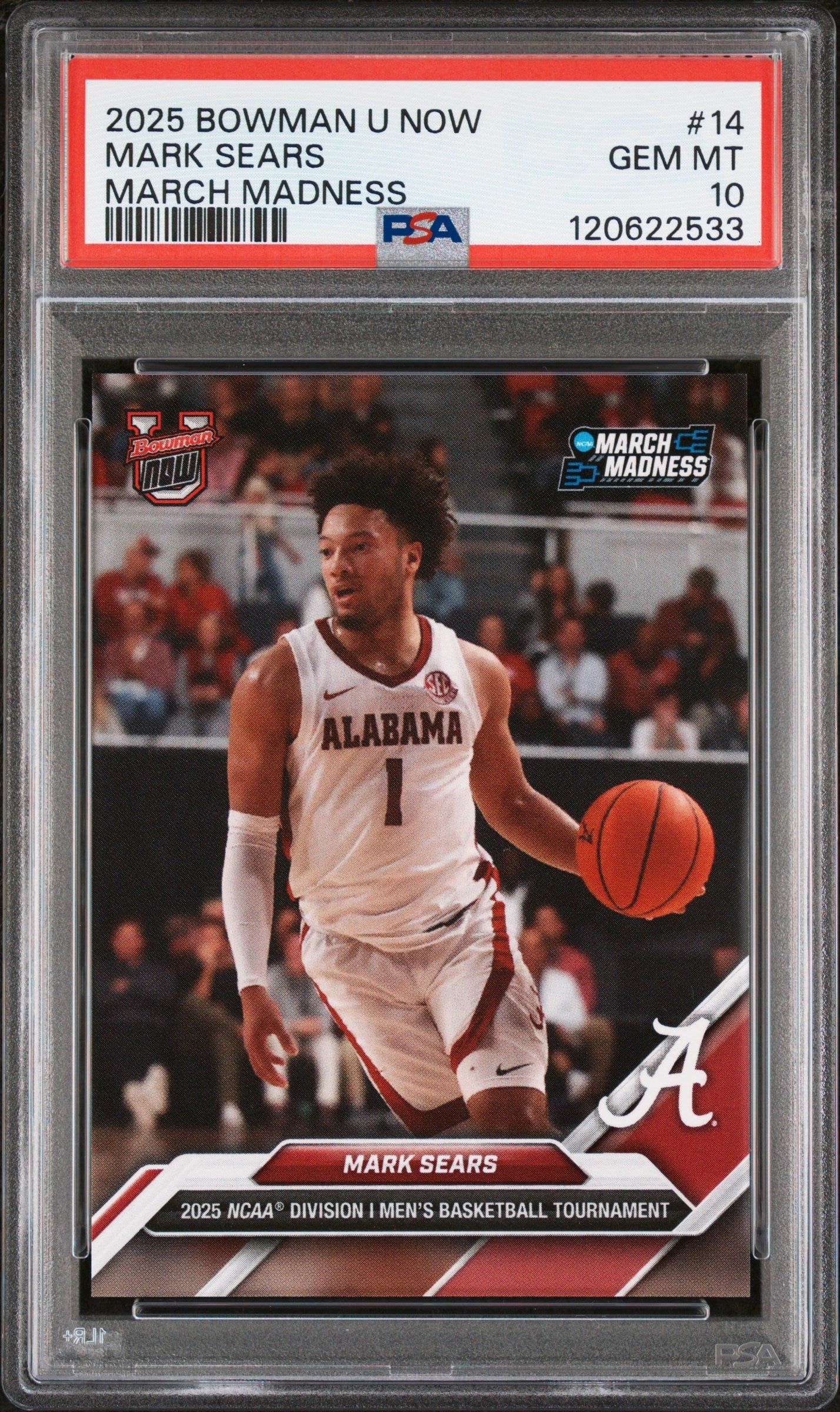 Graded 2025 Topps Bowman U Now Mark Sears #14 March Madness Rookie RC Basketball Card PSA 10 Gem Mint