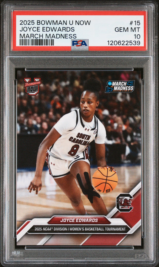 Graded 2025 Topps Bowman U Now Joyce Edwards #15 March Madness Rookie RC Basketball Card PSA 10 Gem Mint