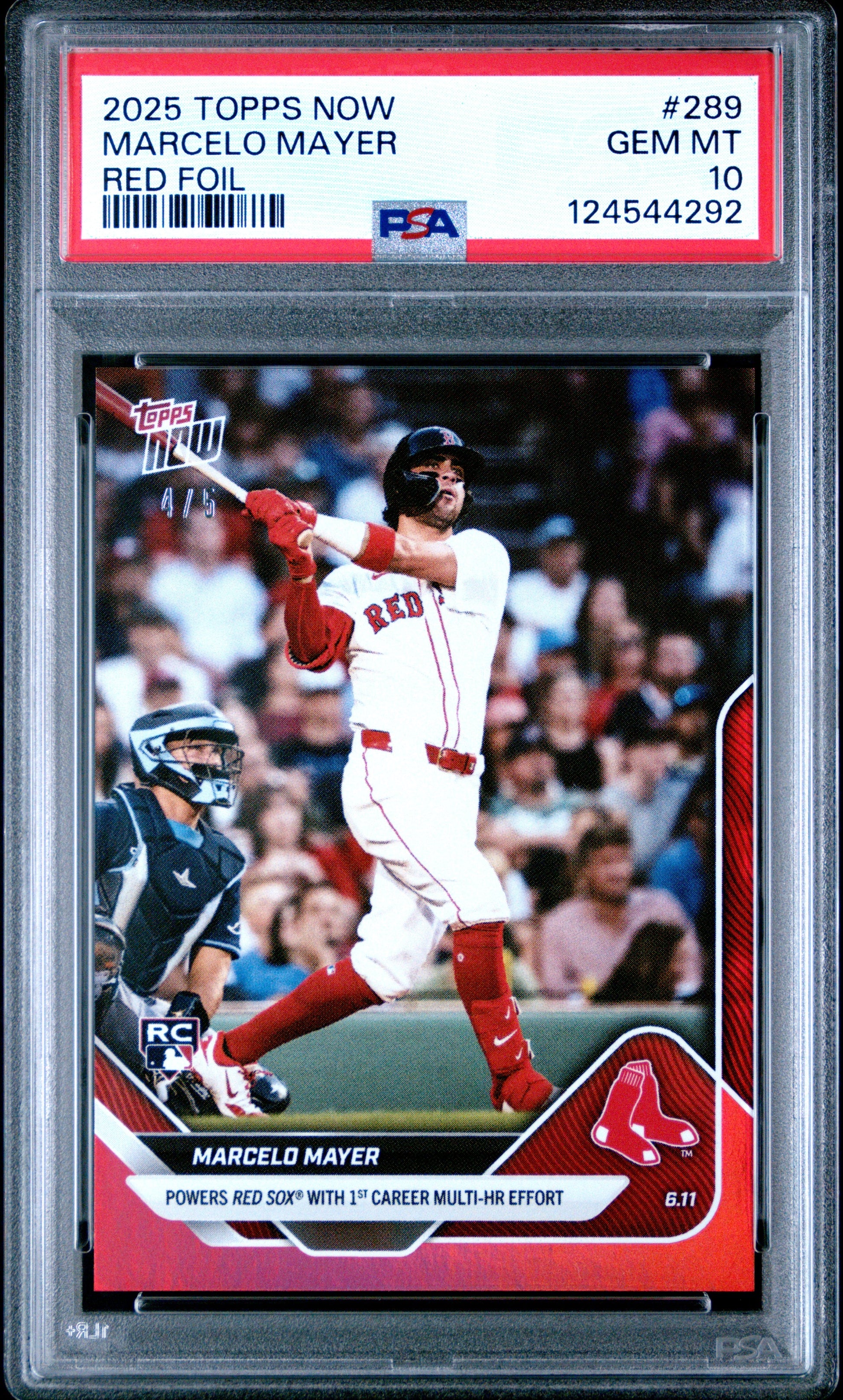 Graded 2025 Topps Now Marcelo Mayer #289 Red Foil /5 Rookie RC Baseball Card PSA 10 Gem Mint - Golden Apple Comics