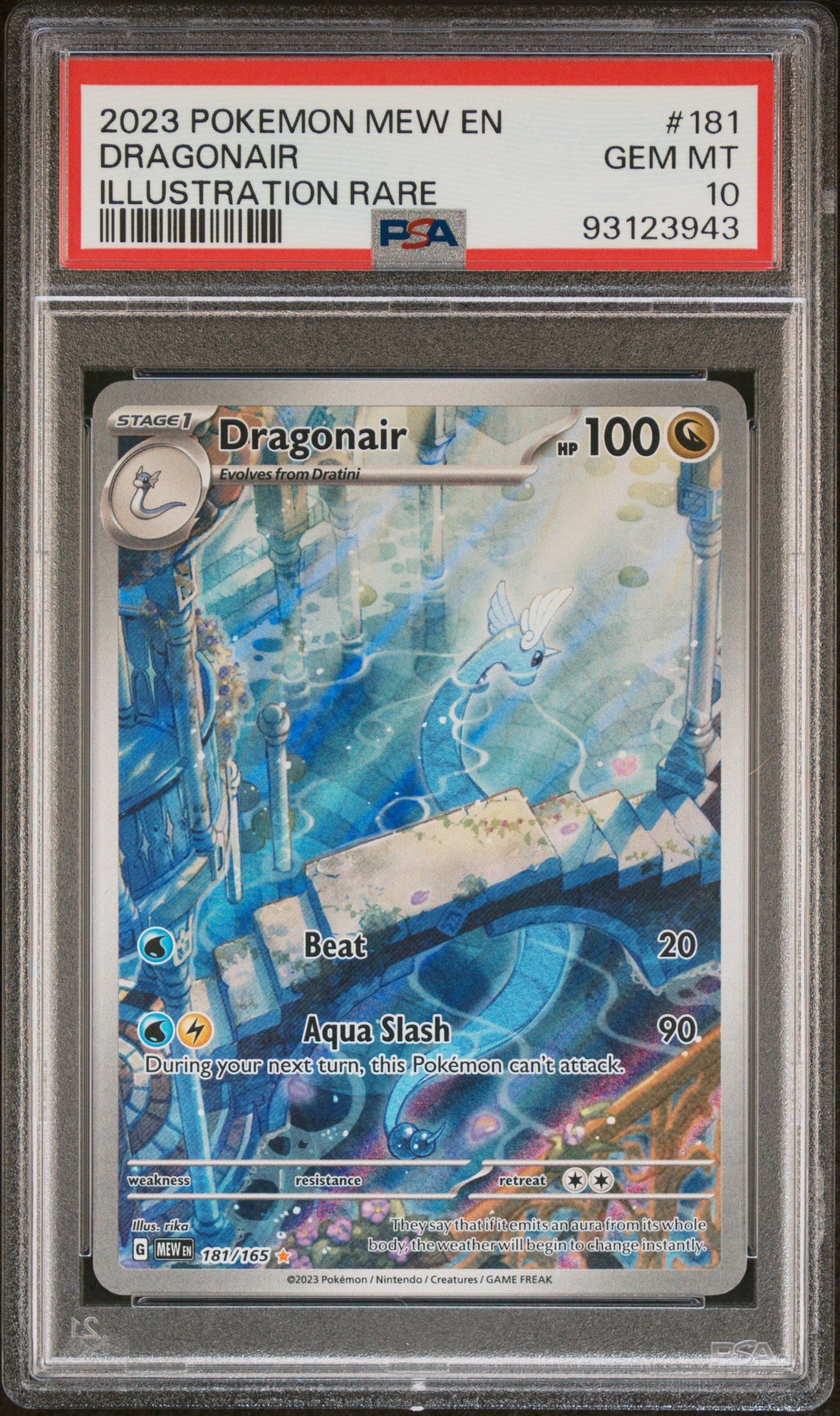 Dragonair 2023 Pokemon Mew En-151 #181 Illustration Rare PSA 10