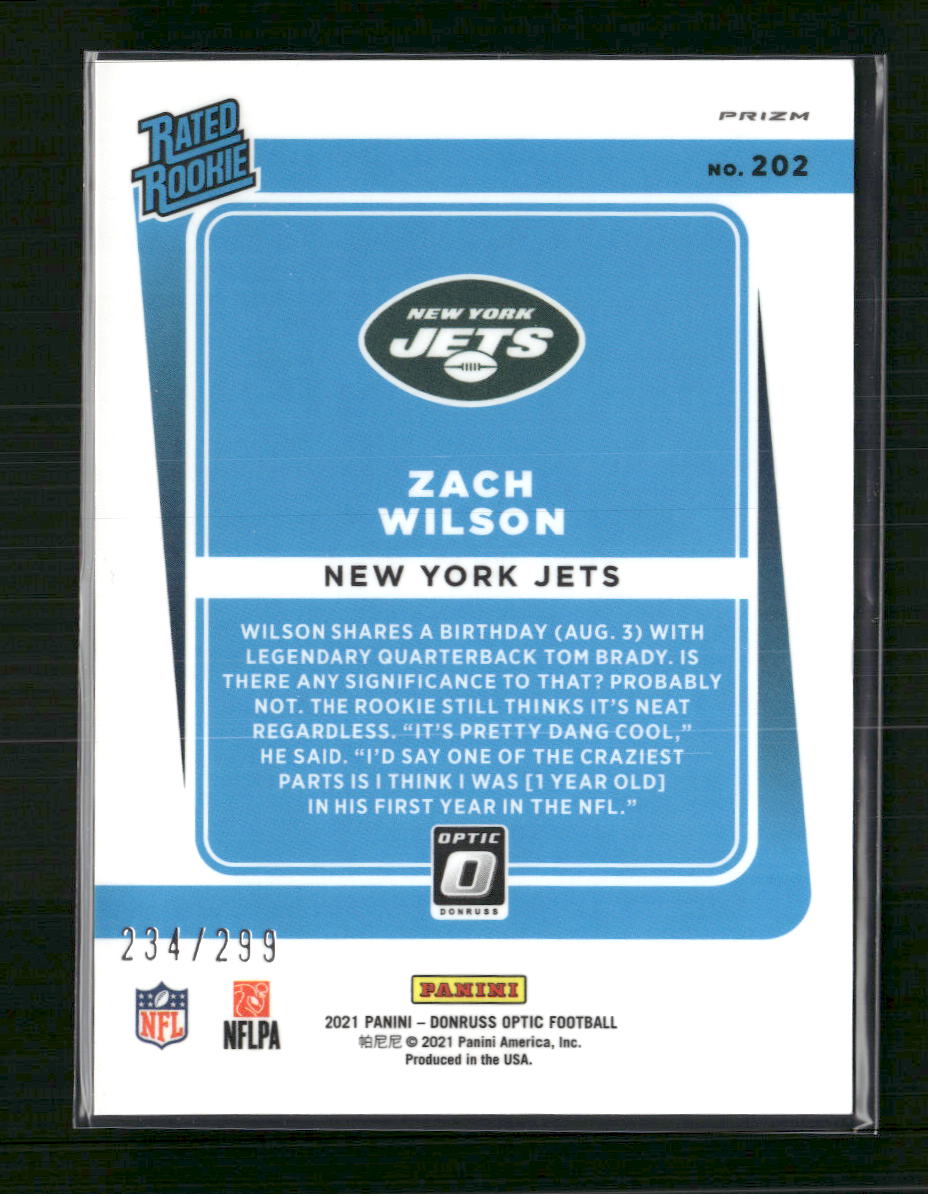Zach Wilson 2021 Donruss Optic #202 Aqua #/299