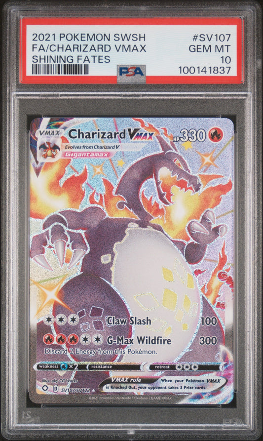 2021 Pokemon Sword & Shield Shining Fates Shining Charizard Vmax 10 PSA #SV107