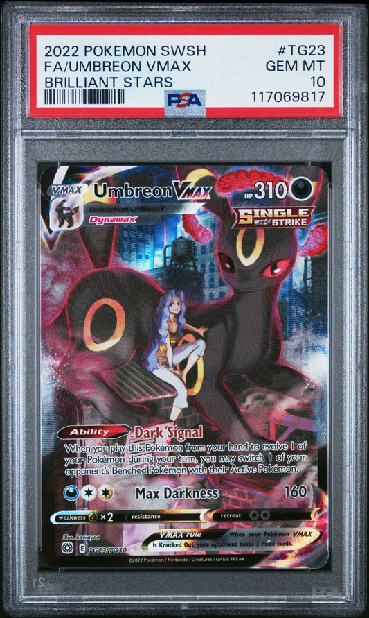 2022 Pokemon Sword & Shield Brilliant Stars Fa/Umbreon Vmax 10 PSA #TG23