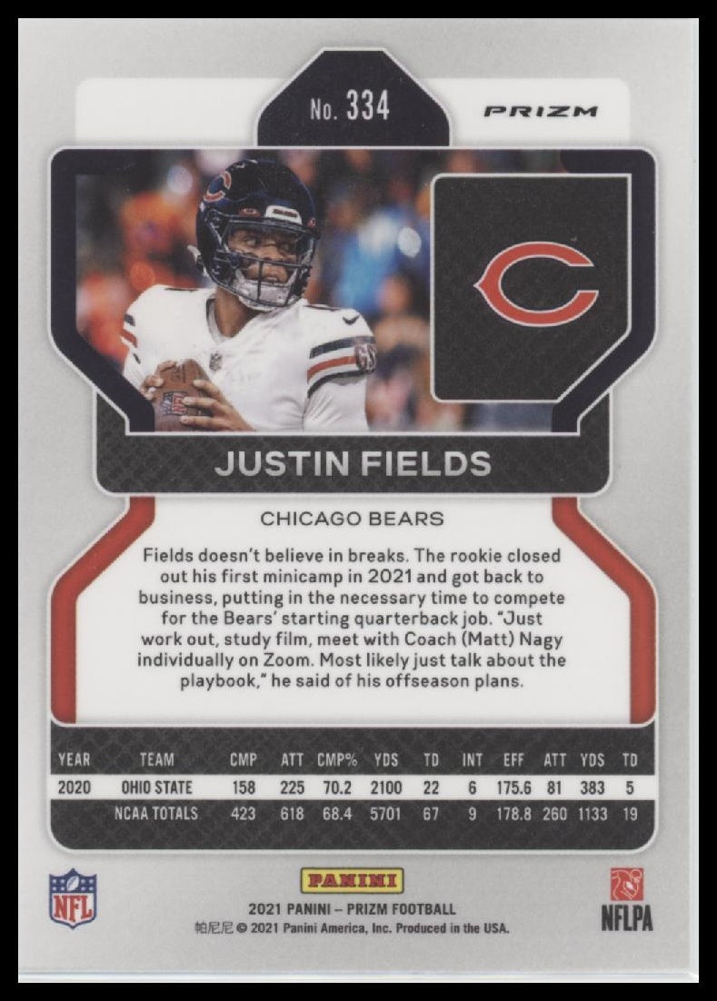 2021 Panini Prizm Green Justin Fields Rookie #334