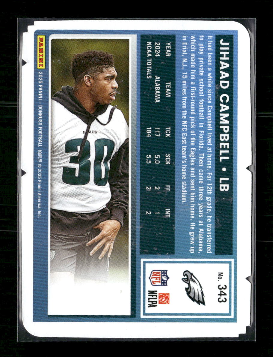 2025 Panini Donruss #343 Jihaad Campbell Rated Rookie #/99