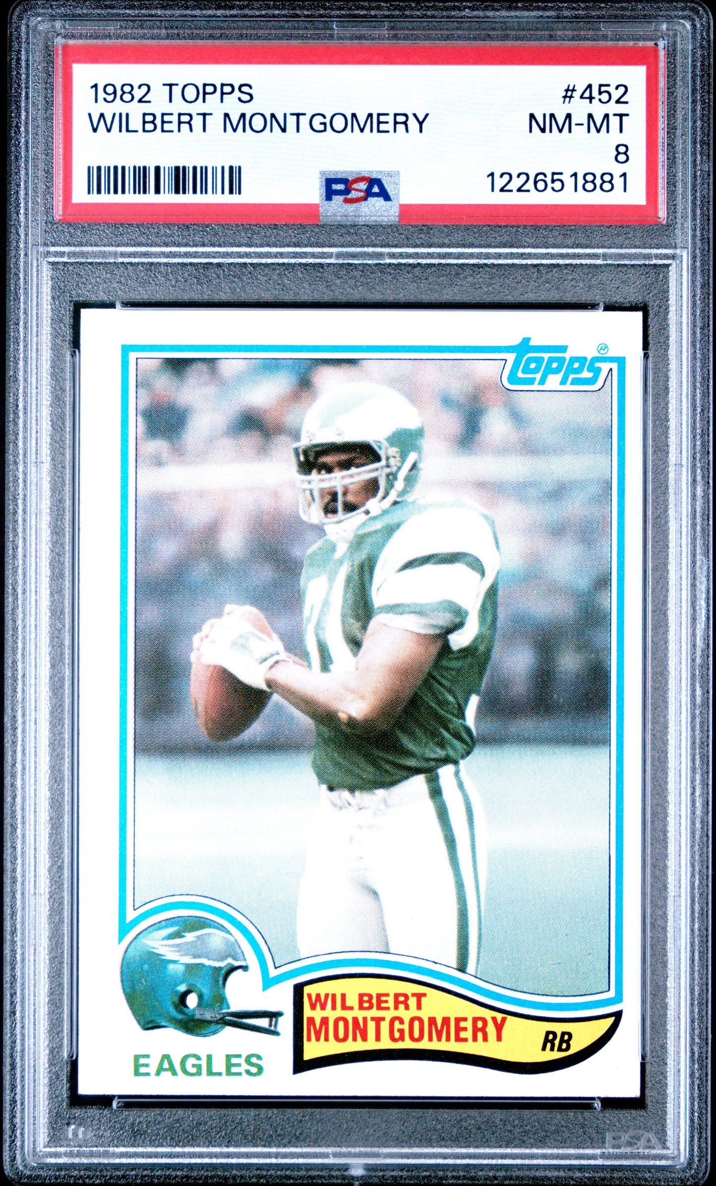Graded 1982 Topps Wilbert Montgomery #452 Football Card PSA 8 Near Mint