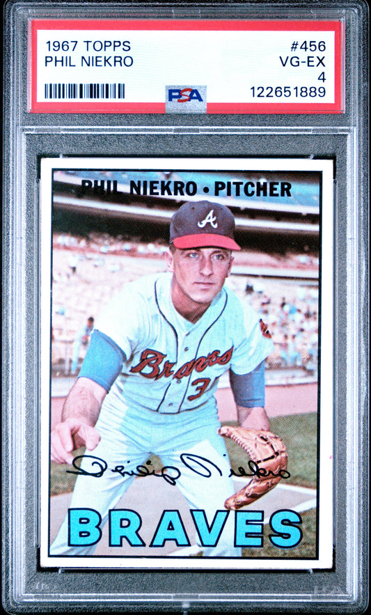 Graded 1967 Topps Phil Niekro #456 Baseball Card PSA 4 Very Good