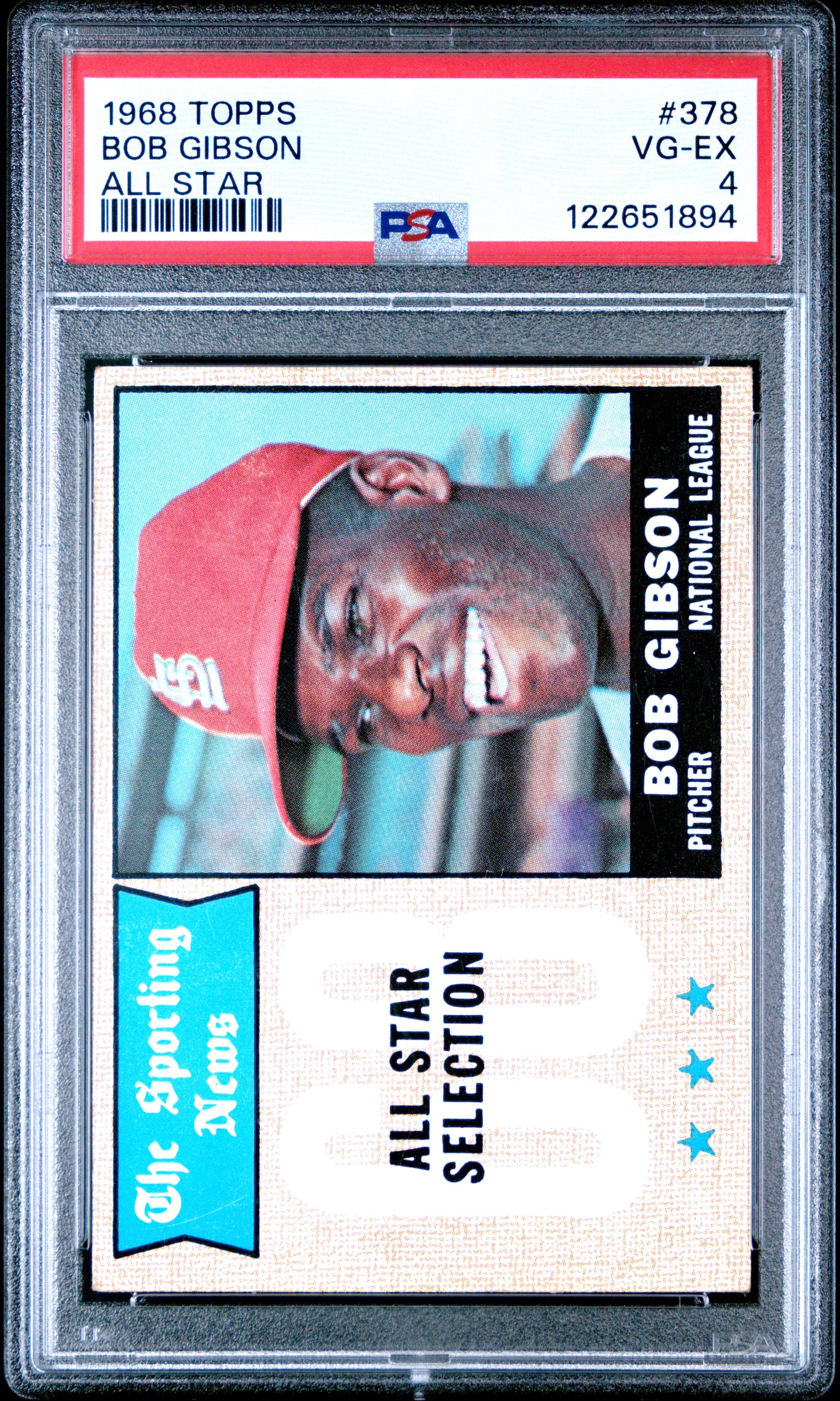 buy graded baseball cards Graded 1968 Topps Bob Gibson #378 Baseball Card PSA 4 Very Good