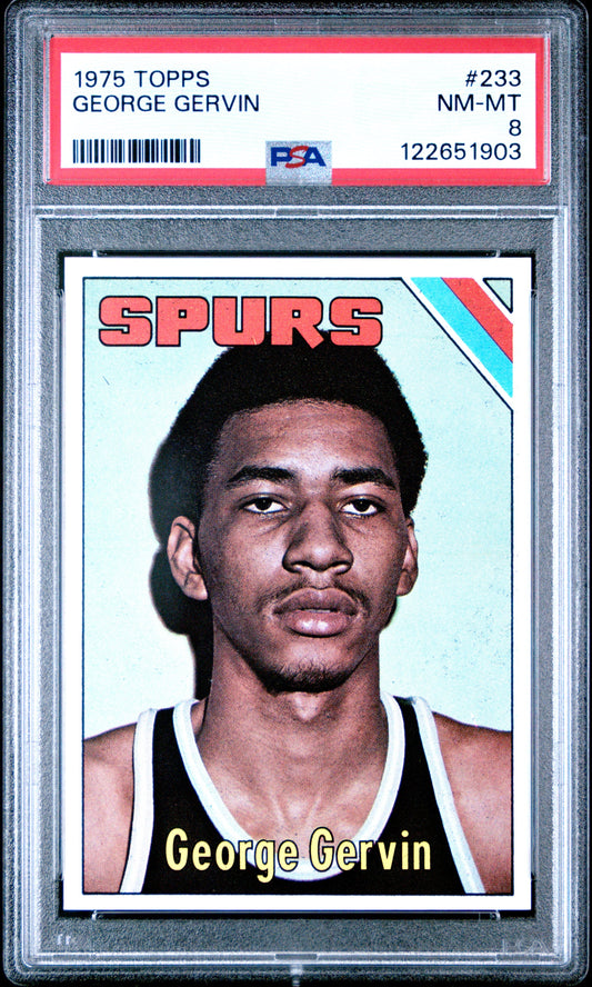 Graded 1975-76 Topps George Gervin #233 Basketball Card PSA 8 Near Mint