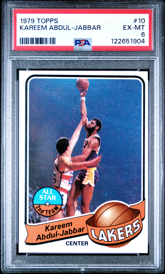 Graded 1979-80 Topps Kareem Abdul-Jabbar #10 Basketball Card PSA 6 Excellent