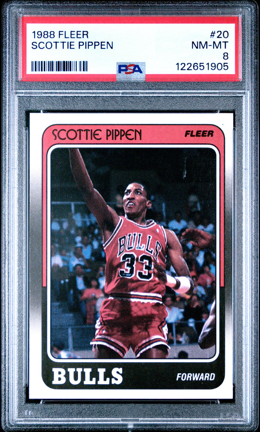Graded 1988-89 Fleer Scottie Pippen #20 Rookie RC Basketball Card PSA 8 Near Mint