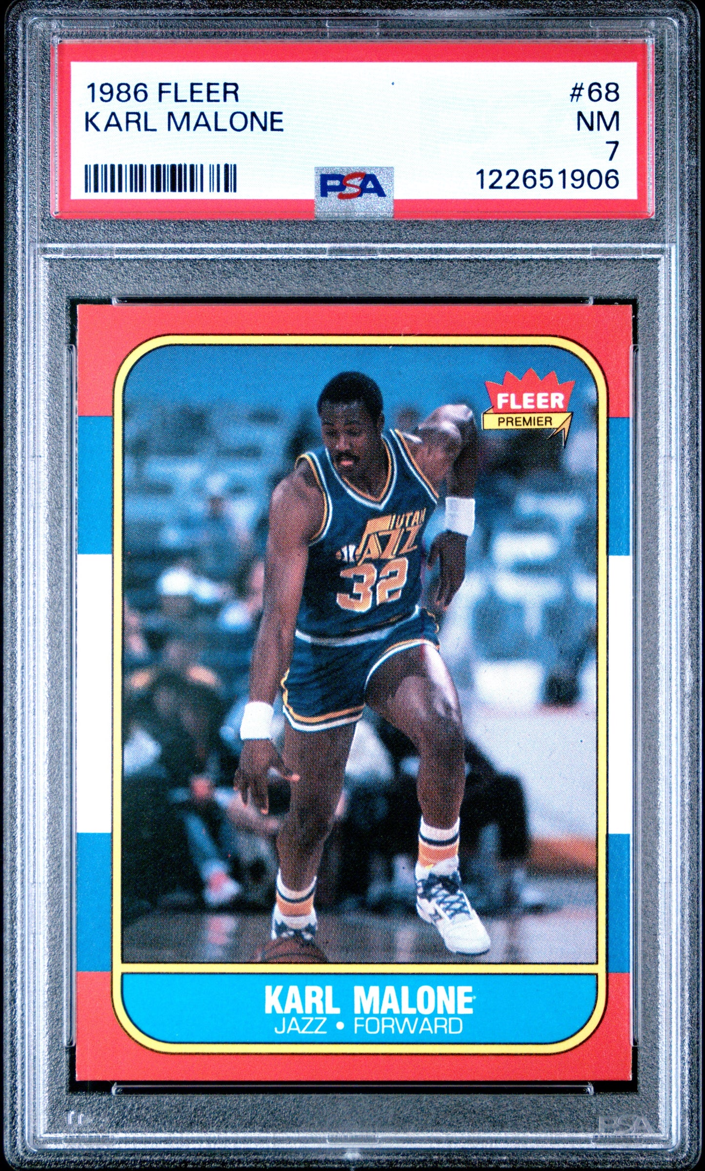 Graded 1986-87 Fleer Karl Malone #68 Rookie RC Basketball Card PSA 7 Near Mint
