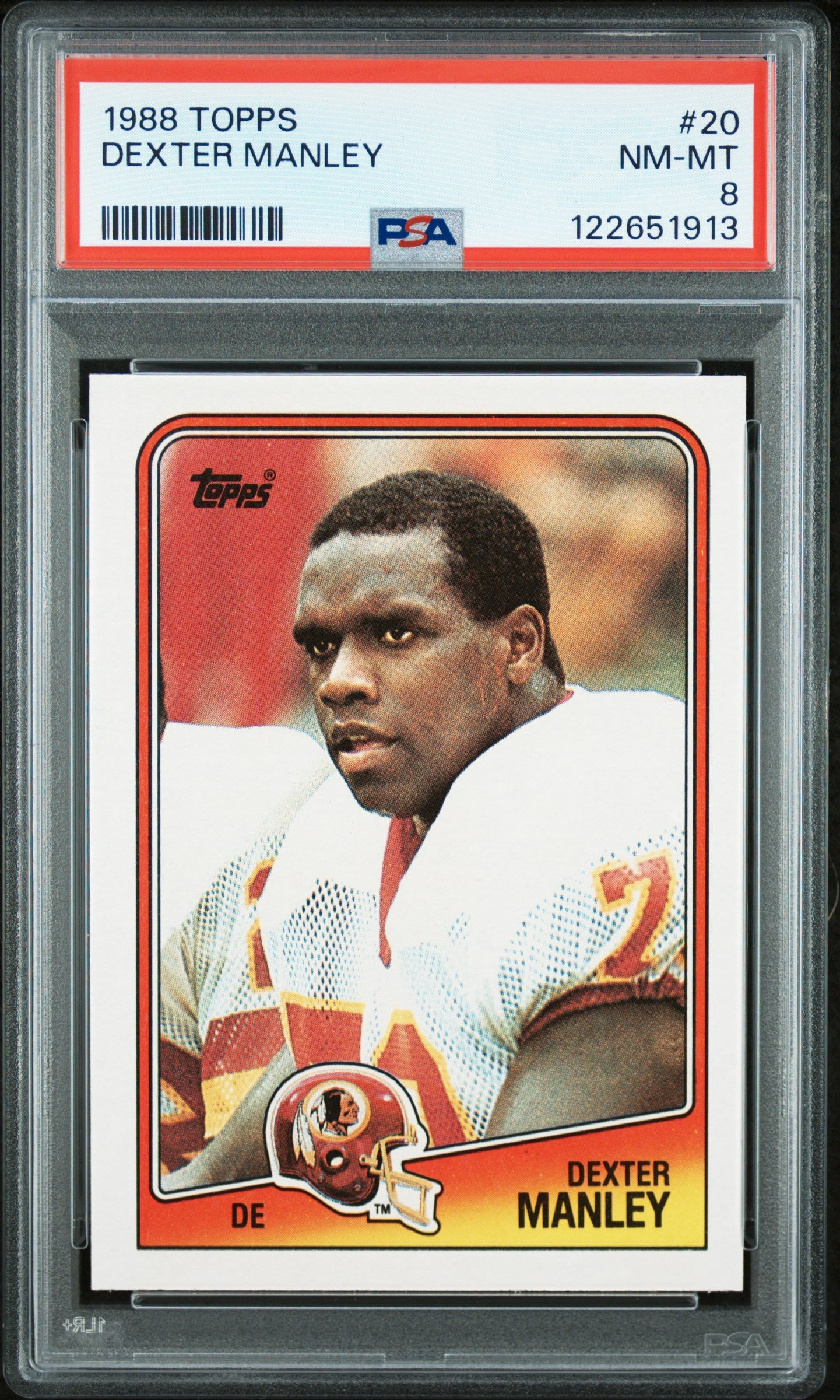 Graded 1988 Topps Dexter Manley #20 Football Card PSA 8 Near Mint