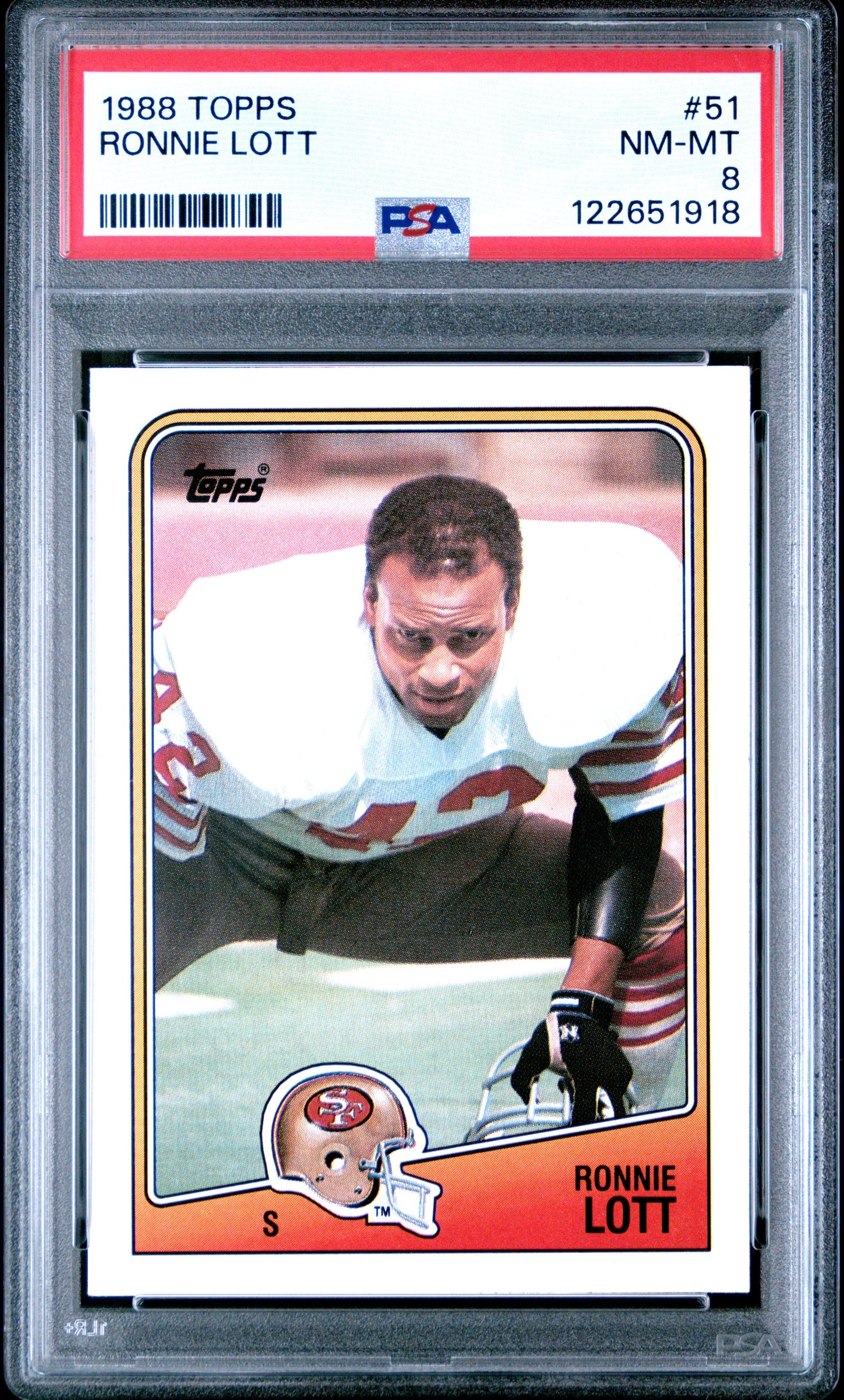 Graded 1988 Topps Ronnie Lott #51 Football Card PSA 8 Near Mint