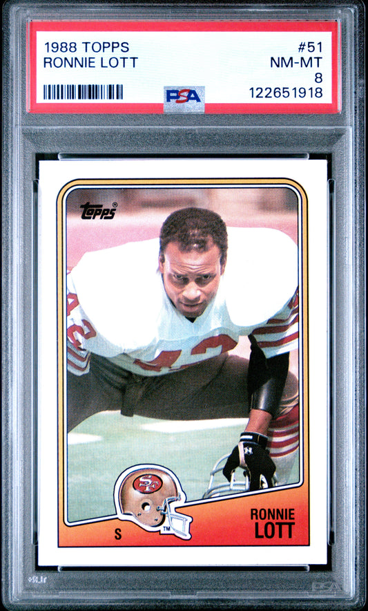 Graded 1988 Topps Ronnie Lott #51 Football Card PSA 8 Near Mint
