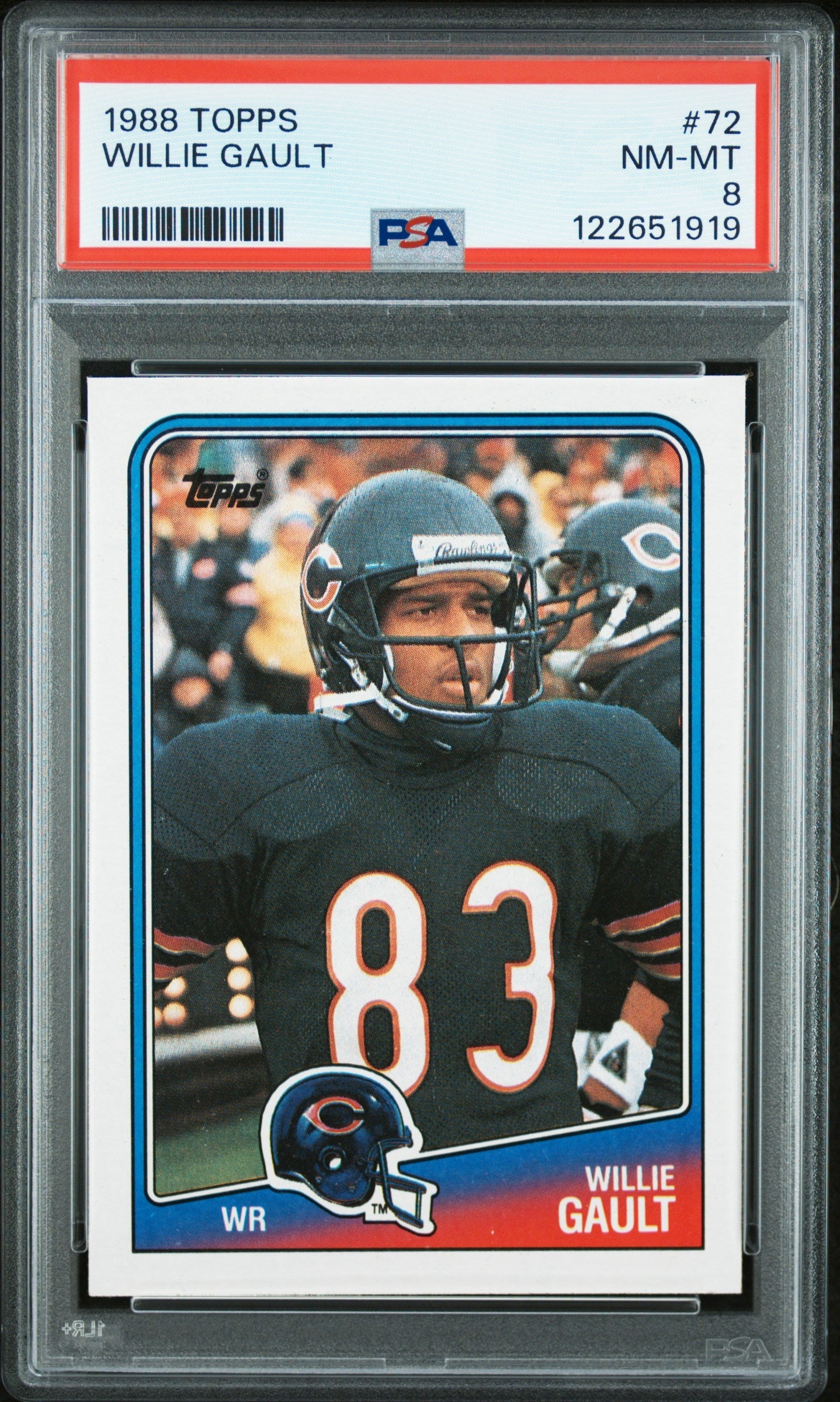 Graded 1988 Topps Willie Gault #72 Football Card PSA 8 Near Mint