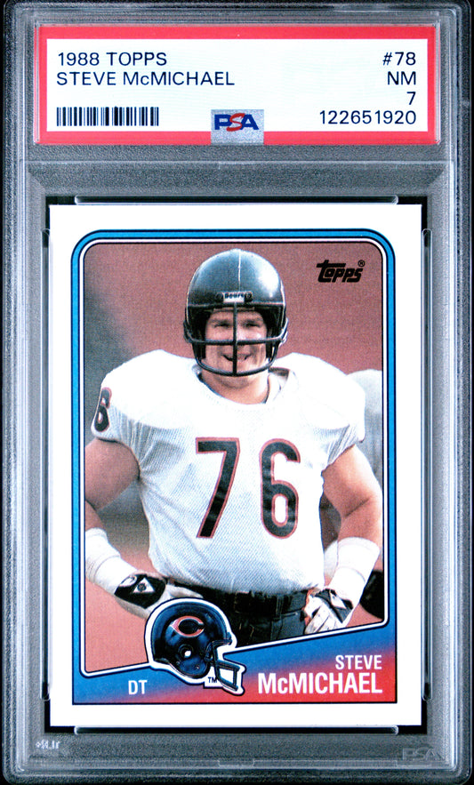 Graded 1988 Topps Steve McMichael #78 Football Card PSA 7 Near Mint