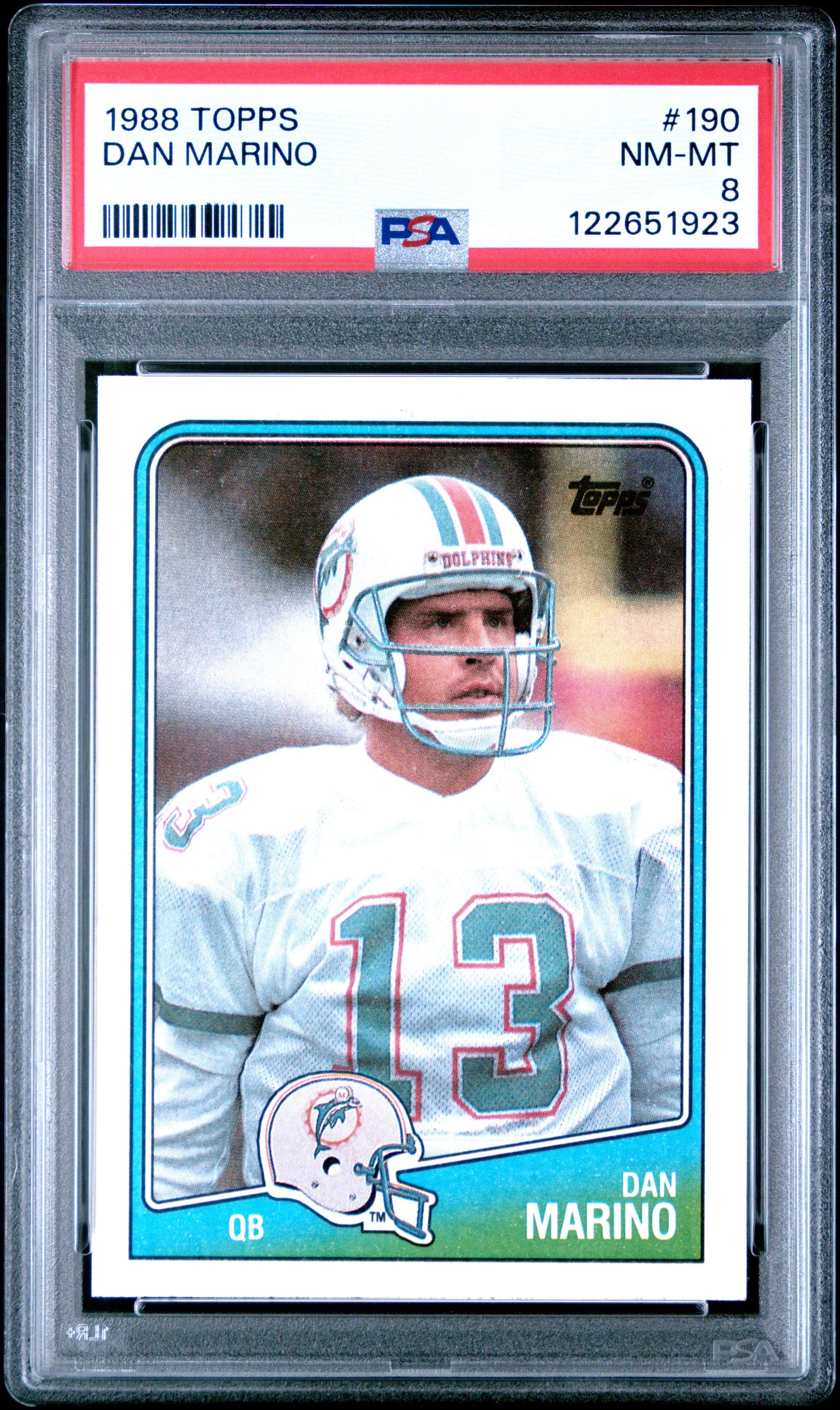 Graded 1988 Topps Dan Marino #190 Football Card PSA 8 Near Mint