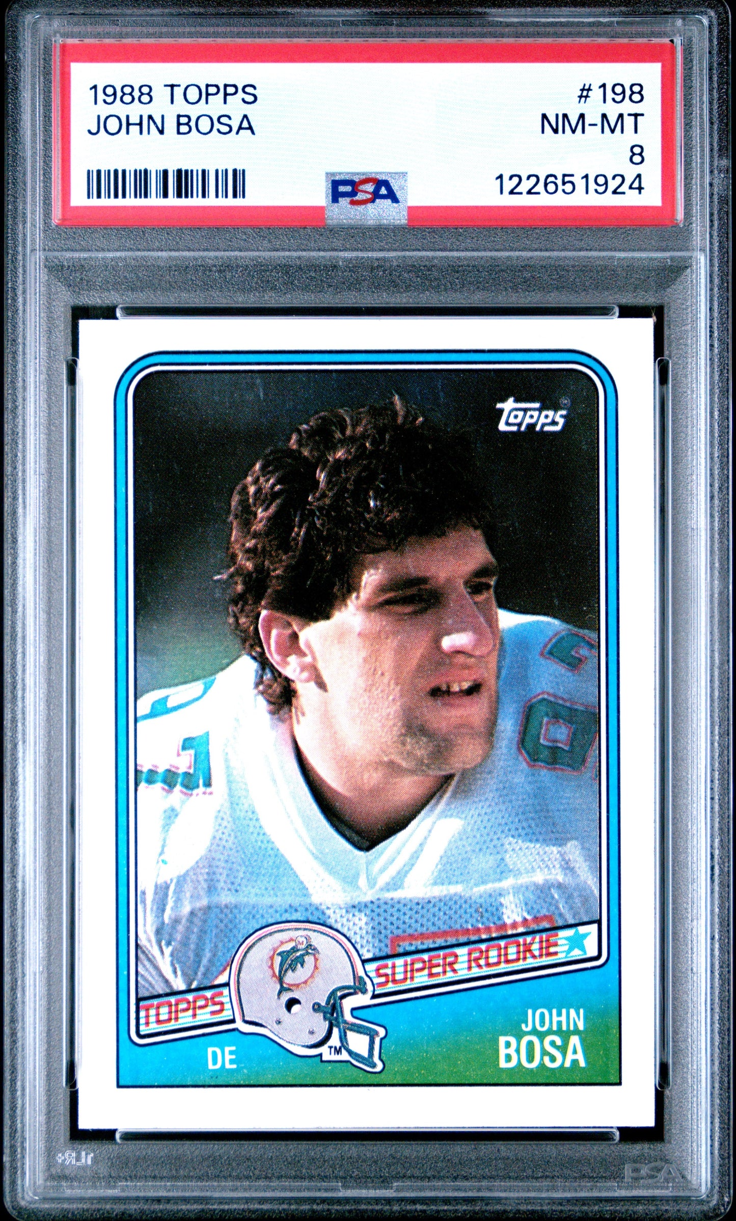 Graded 1988 Topps John Bosa #198 Rookie RC Football Card PSA 8 Near Mint
