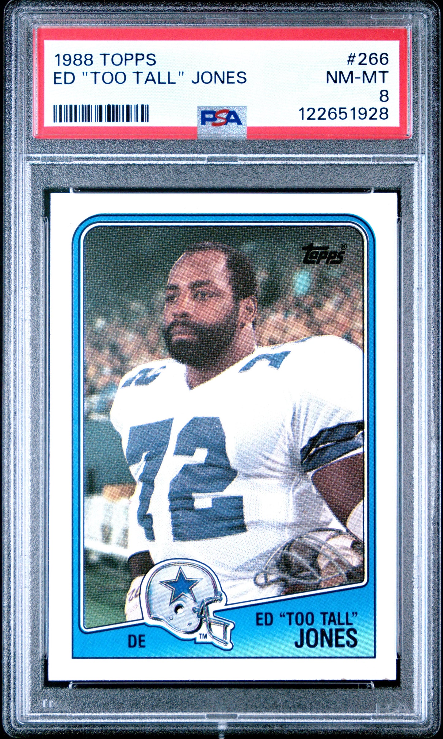 Graded 1988 Topps Ed "Too Tall" Jones #266 Football Card PSA 8 Near Mint