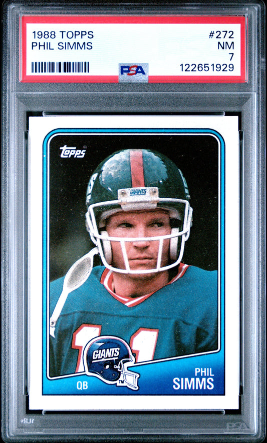 Graded 1988 Topps Phil Simms #272 Football Card PSA 7 Near Mint