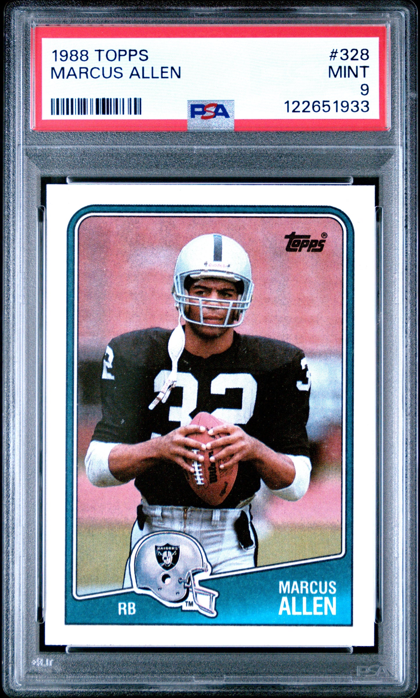 Graded 1988 Topps Marcus Allen #328 Football Card PSA 9 Mint
