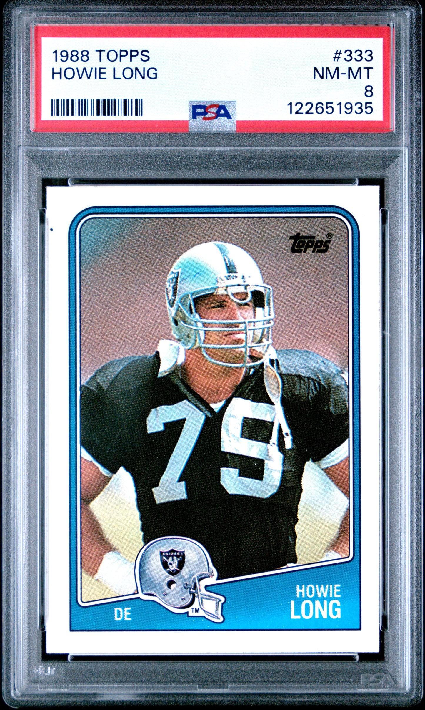 Graded 1988 Topps Howie Long #333 Football Card PSA 8 Near Mint