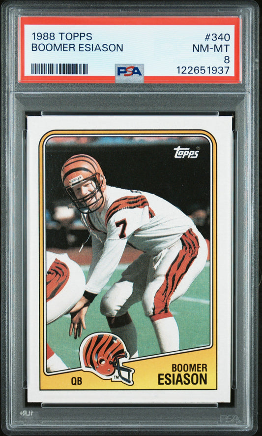 Graded 1988 Topps Boomer Esiason #340 Football Card PSA 8 Near Mint